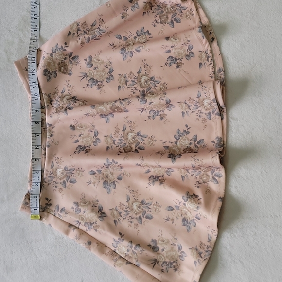 🌾 FLORAL VINTAGE PASTEL ROSE SAGE PINK CREAM SKIRT - Picture 4 of 6